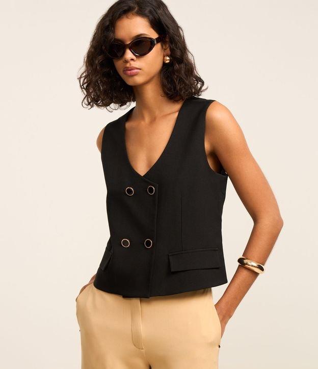 Colete Alfaiatado com Botões no Transpasse e Lapelas - 3