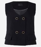 Colete Alfaiatado com Botões no Transpasse e Lapelas - 1