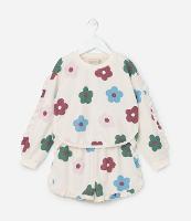 Conjunto Infantil Texturizado com Estampa Flores - Tam 1 a 5 Anos - 1