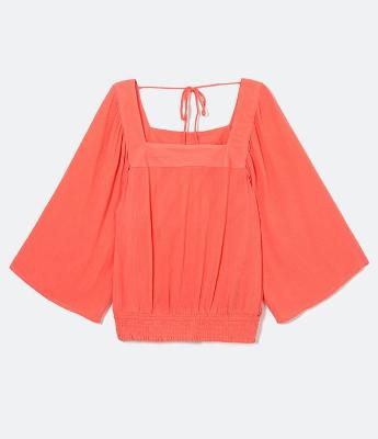 Blusa Manga 3/4 Ampla em Viscose Estampa Poá