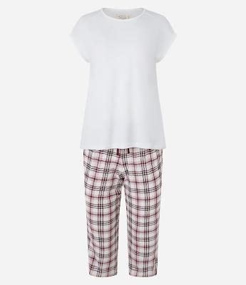 Pijama Capri em Peach Touch com Calça Xadrez