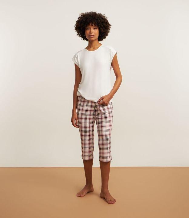Pijama Capri em Peach Touch com Calça Xadrez - 2
