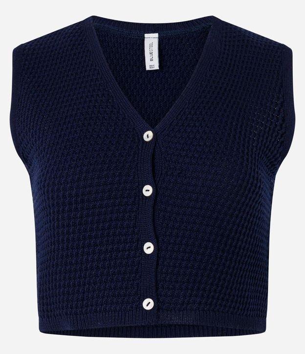 Colete Cropped em Tricô com Ponto Diferenciado - 1