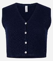 Colete Cropped em Tricô com Ponto Diferenciado - 1