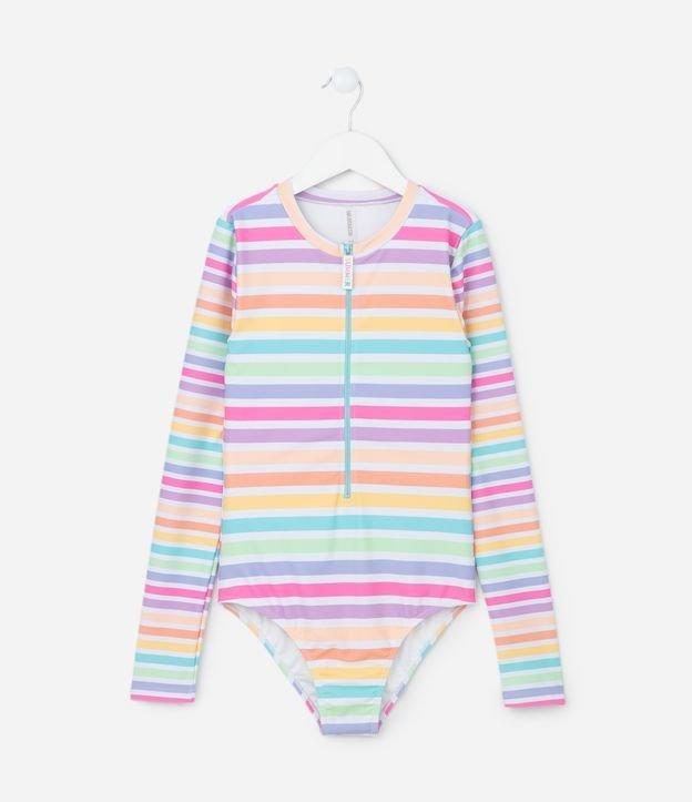 Maiô Infantil com Proteção UV e Estampa Listrada - Tam 5 a 14 Anos - 1