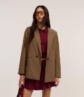 Blazer Alongado em Alfaiataria Xadrez com Botões - 2