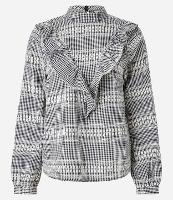 Blusa em Anarruga Xadrez com Babado V - 1