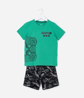 Pijama Infantil com Estampa Controle Gamer - Tam 6 ao 14
