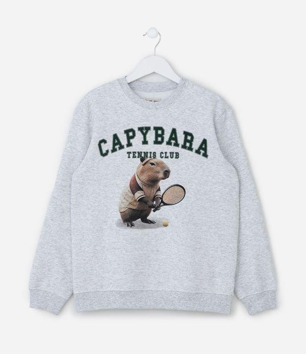 Casaco Infantil em Moletom com Estampa Capivara Tenista - Tam 5 a 14 Anos - 1