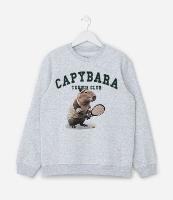 Casaco Infantil em Moletom com Estampa Capivara Tenista - Tam 5 a 14 Anos - 1