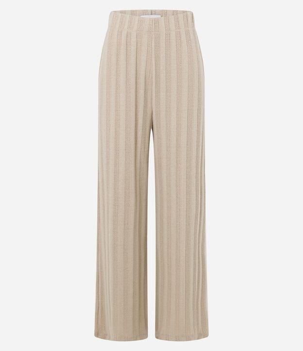 Calça Reta Canelada Felpada e Quentinha com Listras - 1