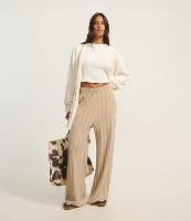 Calça Reta Canelada Felpada e Quentinha com Listras - 2