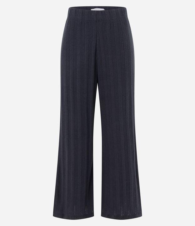 Calça Reta Canelada Felpada e Quentinha com Listras - 1