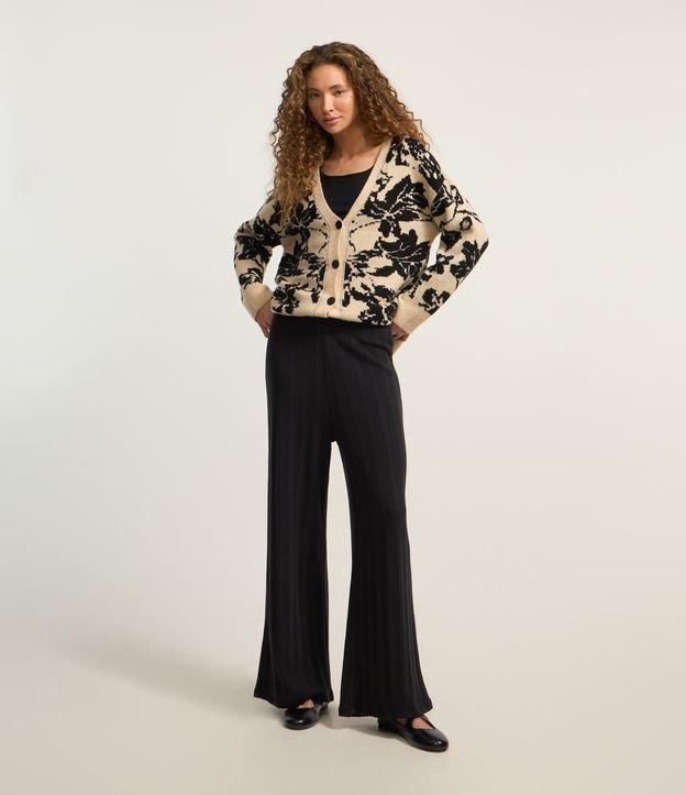 Calça Reta Canelada Felpada e Quentinha com Listras - 2