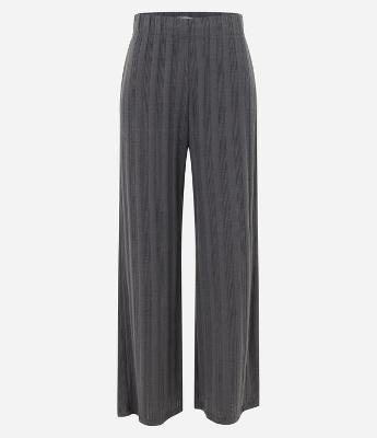 Calça Reta Canelada Felpada e Quentinha com Listras