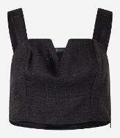 Blusa Cropped em Crepe com Decote Diferenciado e Brilho - 1