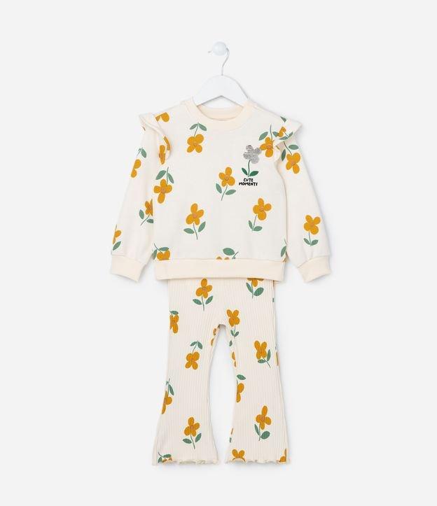 Conjunto Infantil Canelado com Estampa Florzinhas - Tam 1 a 6 Anos - 1