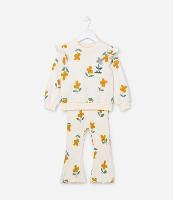 Conjunto Infantil Canelado com Estampa Florzinhas - Tam 1 a 6 Anos - 1