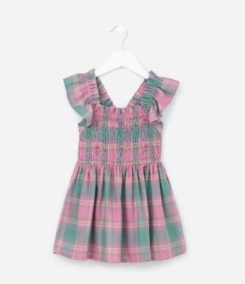 Vestido Infantil em Tricoline com Babados - Tam 1 a 5 Anos
