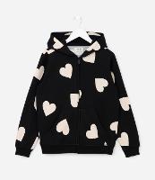 Jaqueta Infantil em Moletom com Estampa Corações - Tam 5 a 14 Anos - 1