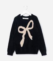 Suéter Infantil Peluciado com Estampa Laço - Tam 5 a 14 Anos - 1