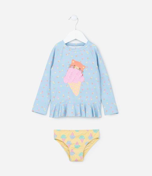 Conjunto Infantil com Proteção UV e Estampa Sorvetinho - Tam 1 a 4 Anos - 1