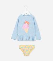 Conjunto Infantil com Proteção UV e Estampa Sorvetinho - Tam 1 a 4 Anos - 1