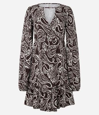 Vestido Curto Texturizado com Estampa Paisley