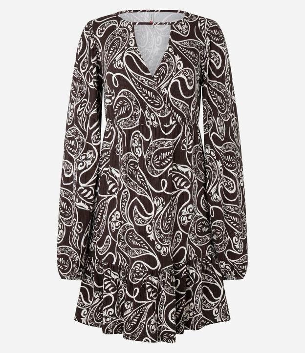 Vestido Curto Texturizado com Estampa Paisley - 1