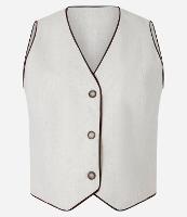 Colete em Viscose e Linho com Vieses Contrastantes - 1