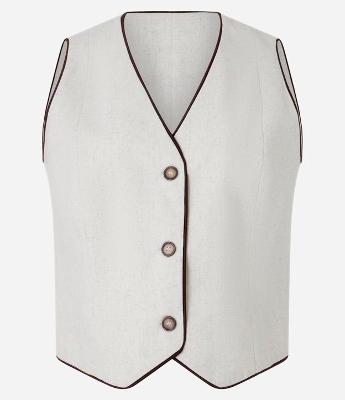 Colete em Viscose e Linho com Vieses Contrastantes