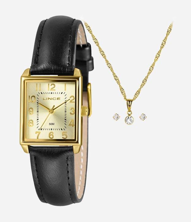 Kit Relógio Analógico Quadrado Feminino Lince  - 1