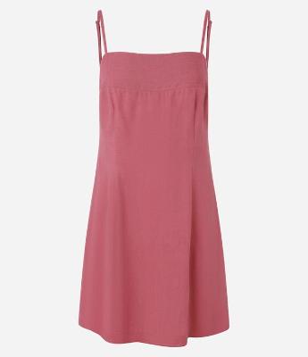 Vestido Curto em Viscolinho com Amarração nas Costas