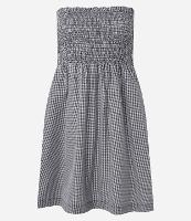 Vestido Curto em Tricoline com Lastex Xadrez Vichy - 1