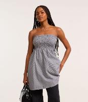 Vestido Curto em Tricoline com Lastex Xadrez Vichy - 2