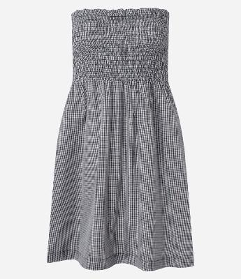 Vestido Curto em Tricoline com Lastex Xadrez Vichy