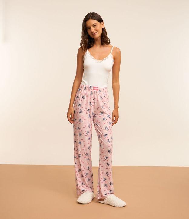 Calça de Pijama com Toque Suave e Estampa Stitch - 1