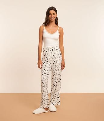 Calça de Pijama em Tecido Toque Suave com Estampa Stitch