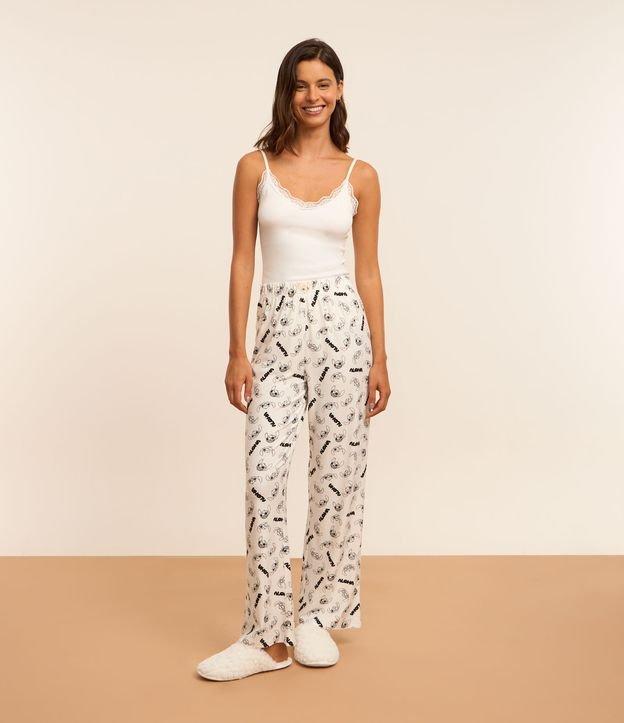 Calça de Pijama em Tecido Toque Suave com Estampa Stitch - 1