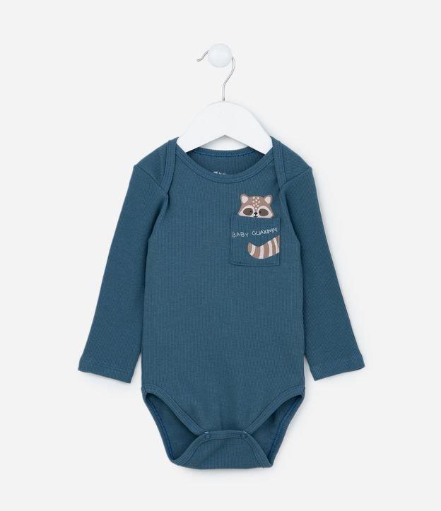 Body Infantil em Ribana com Bolsinho Estampado - Tam 0 a 18 meses - 1