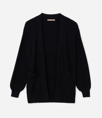 Cardigan em Tricô com Manga Bufante Curve & Plus Size