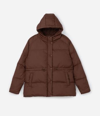 Casaco Puffer com Capuz Cintura Ajustável Curve & Plus Size