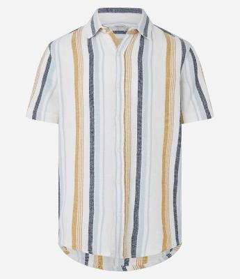 Camisa Regular com Textura e Listras Verticais