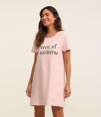 Camisola Curta em Algodão com Estampa Queen Of The Universe