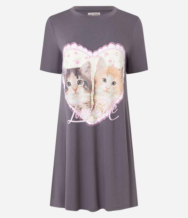 Camisola Curta em Viscose com Estampa de Gatinhos Love Me - 1