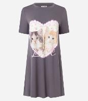 Camisola Curta em Viscose com Estampa de Gatinhos Love Me - 1