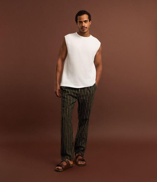 Calça Reta com Cós Elástico e Fio Tinto - 3