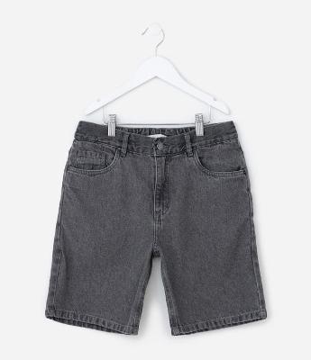 Bermuda Reta Infantil em Jeans com Cós Elástico - Tam 5 a 14 anos