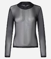 Blusa em Tule com Transparência e Gola Alta - 1