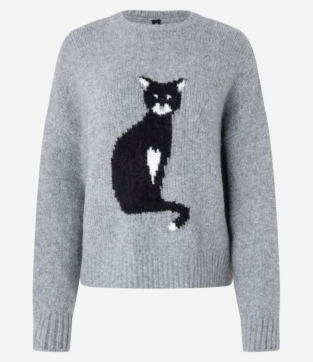 Suéter em Tricô com Estampa de Gatinho - 1